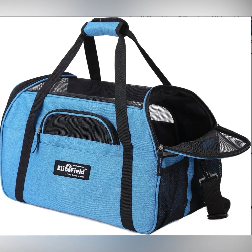 EUC- EliteField Airline Approved Soft Sided Pet Carrier w/Suitcase Slide Strap